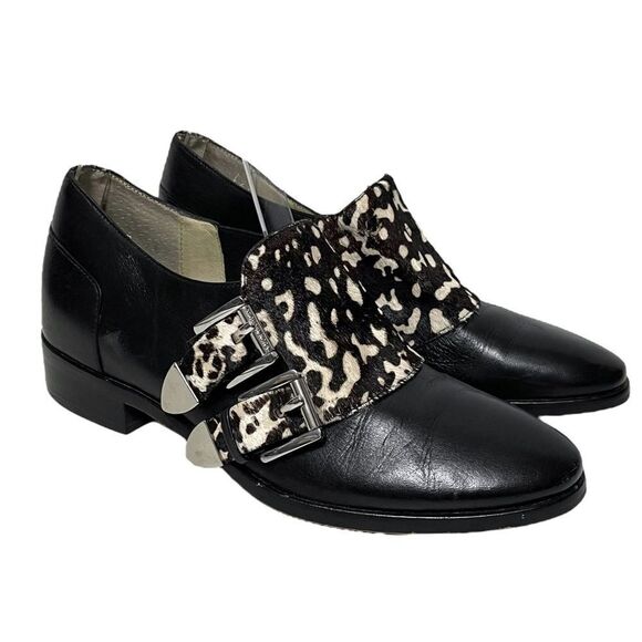 MICHAEL KORS Leather Animal Print Calf Hair Buckle Loafers 
 7 - Picture 1 of 11